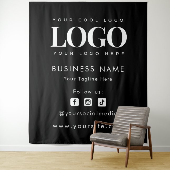 Professional Black Add Logo Social Media Backdrop  (In Situ)