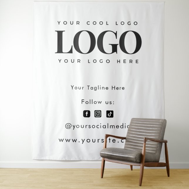 Professional Black Add Logo Social Media Backdrop  (In Situ)