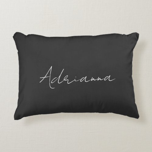 Professional black add your name handwriting retro accent pillow