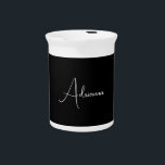 Professional black add your name handwriting retro beverage pitcher<br><div class="desc">This template can be customized to meet all personal occupations.</div>