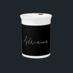 Professional black add your name handwriting retro beverage pitcher<br><div class="desc">This template can be customized to meet all personal occupations.</div>