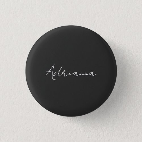 Professional black add your name handwriting retro button