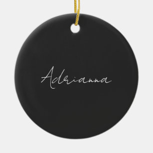 Professional black add your name handwriting retro ceramic ornament