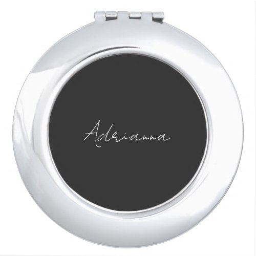 Professional black add your name handwriting retro compact mirror