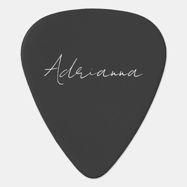 Professional black add your name handwriting retro guitar pick (Front)