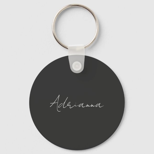 Professional black add your name handwriting retro keychain (Front)