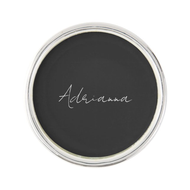 Professional black add your name handwriting retro lapel pin (Front)