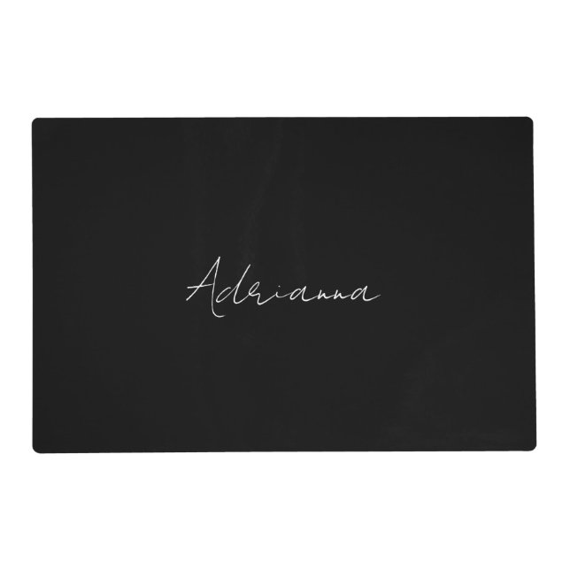 Professional black add your name handwriting retro placemat (Front)