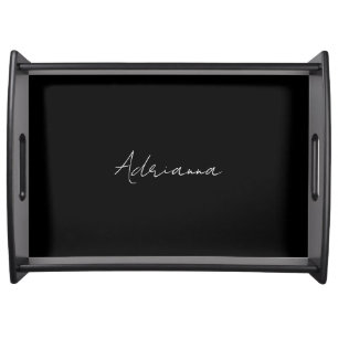 Professional black add your name handwriting retro serving tray
