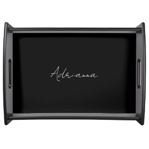 Professional black add your name handwriting retro serving tray