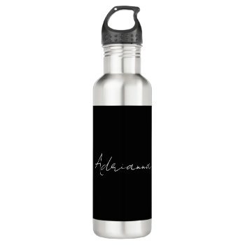 Professional Black Add Your Name Handwriting Retro Stainless Steel Water Bottle by hizli_art at Zazzle