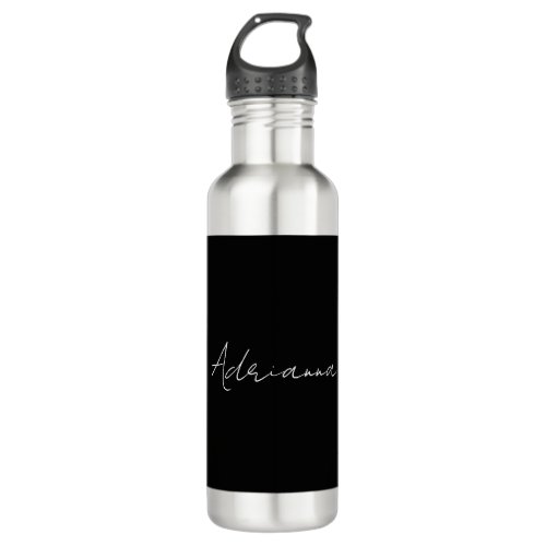 Professional black add your name handwriting retro stainless steel water bottle