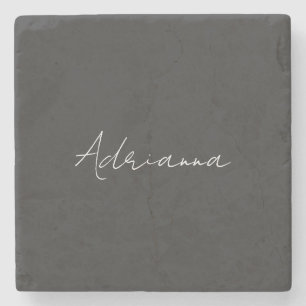 Professional black add your name handwriting retro stone coaster