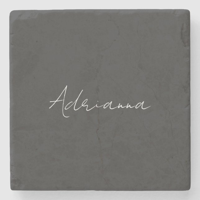 Professional black add your name handwriting retro stone coaster (Front)