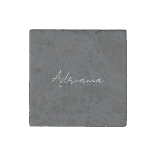 Professional black add your name handwriting retro stone magnet