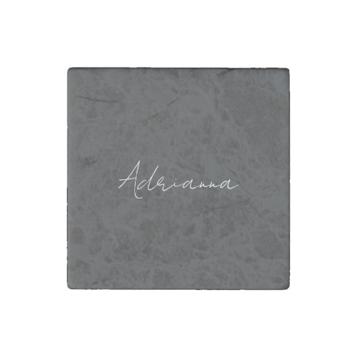 Professional black add your name handwriting retro stone magnet