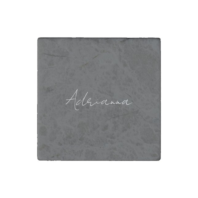 Professional black add your name handwriting retro stone magnet (Front)