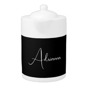Professional black add your name handwriting retro teapot