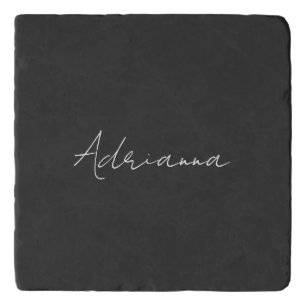 Professional black add your name handwriting retro trivet