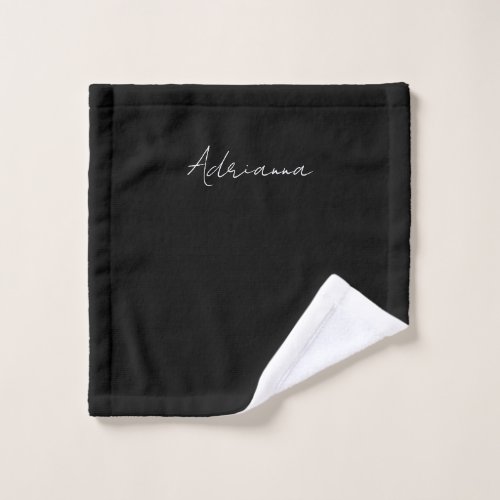 Professional black add your name handwriting retro wash cloth