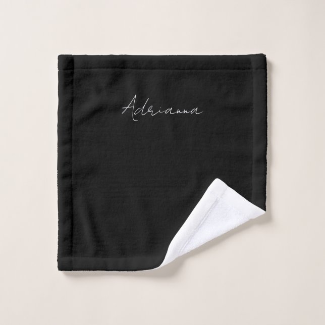 Professional black add your name handwriting retro wash cloth (Wash Cloth)