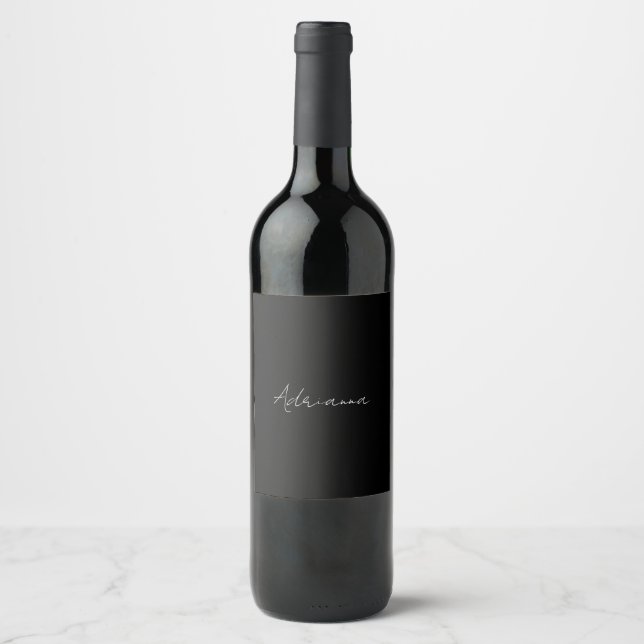 Professional black add your name handwriting retro wine label (Front)