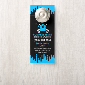 Professional Black and Blue Pressure Washing Door Hanger