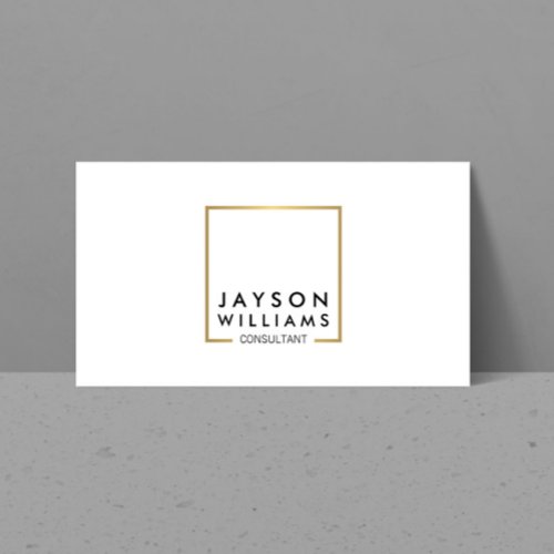 Professional Black and Faux Gold Square Logo I Business Card