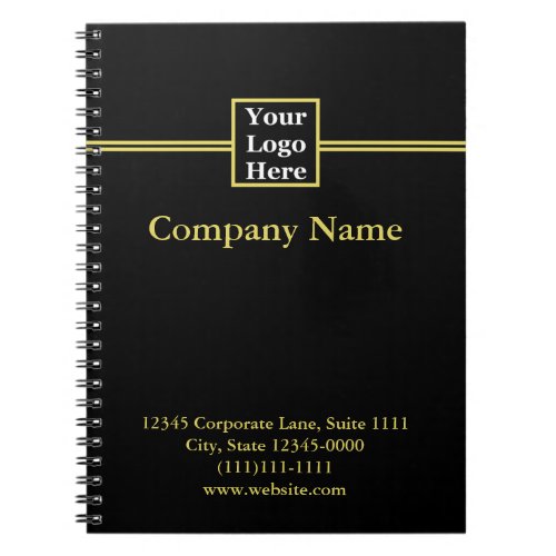 Professional Black and Faux Gold Your Logo Here Notebook