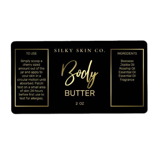 Professional Black And Gold Body Butter Labels