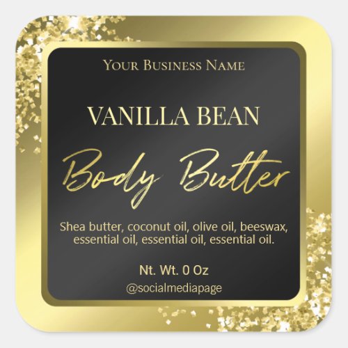 Professional Black And Gold Body Butter Labels