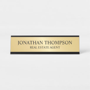 Professional Black and Gold Desk Name Plate