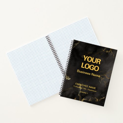 Professional Black and Gold Marble Employee Graph Notebook