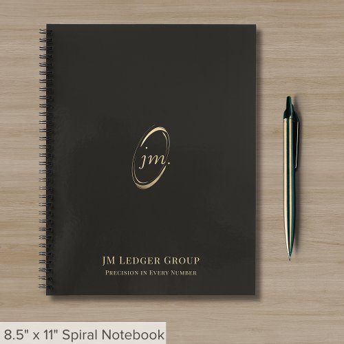 Professional Black and Gold Monogram Initials Logo Notebook
