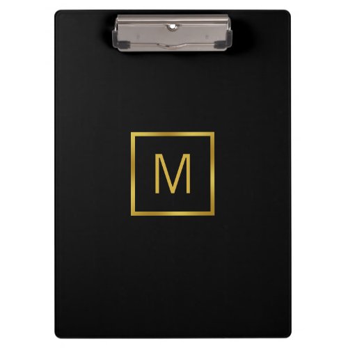 Professional Black and Gold Monogram Template Clipboard