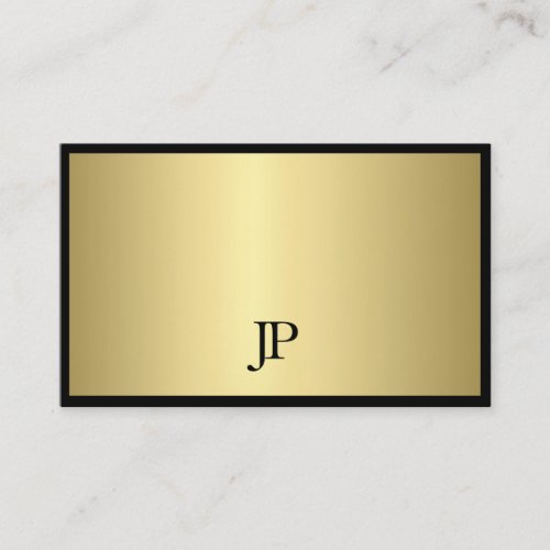 Professional Black And Gold Monogrammed Plain Glam Business Card