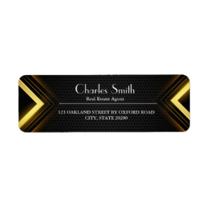 Professional Black and Gold Return Address Label