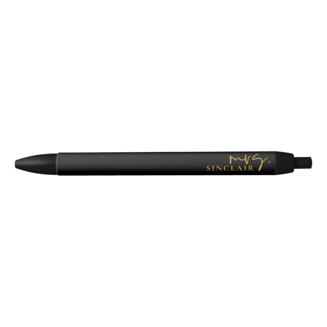 Professional Black and Gold Script Classy Mrs Pen (Front)