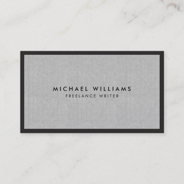 Professional Black and Gray Linen Business Card (Front)