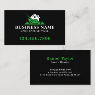 Professional Black and Green Landscaping Business Card