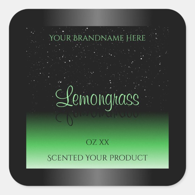 Professional Black and Green Product Label Glitter (Front)