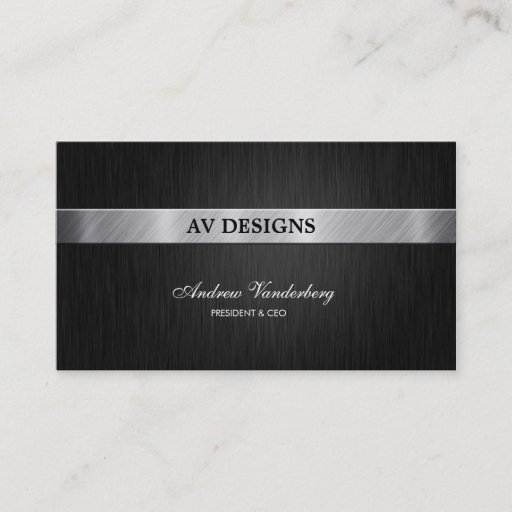 Customizable Professional Black and Silver Business Card