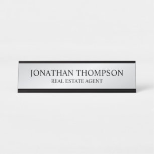 Professional Black and Silver Desk Name Plate