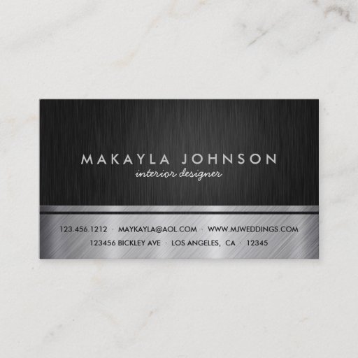 Customizable Professional Black and Silver Interior Design Business Cards