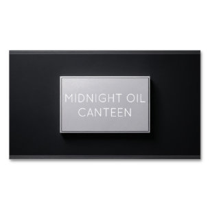 Professional Black and Silver Textured Plaque Business Card Magnet