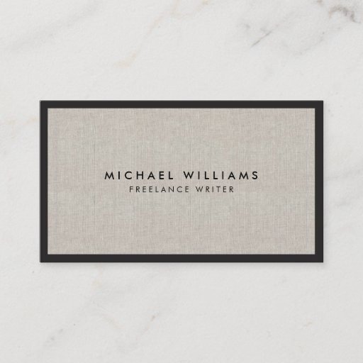 Customizable Professional Black and Tan Linen Business Card