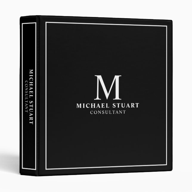 Professional Black and White 3 Ring Binder (Front/Spine)