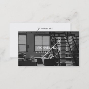 Professional Black And White Architect Plain White Business Card by busied at Zazzle