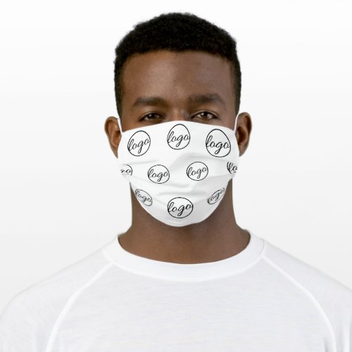 Professional Black and White Business Logo Pattern Adult Cloth Face Mask