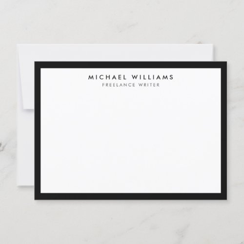 Professional Black and White Flat Note Card